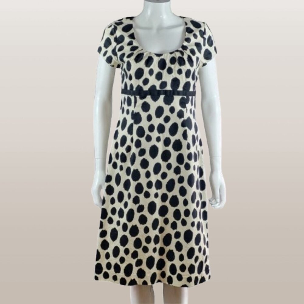 Boden Babydoll Cotton Polka Dot Dress Size US 14R Black/Ivory
